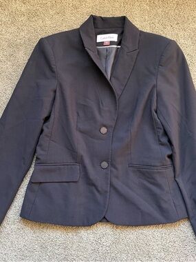 Calvin Klein Black Two-Button Women's Blazer with Shoulder pads, Size 4